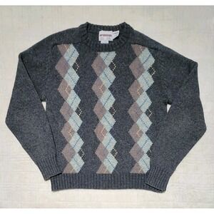 Vintage McGregor Argyle Diamond Wool Blend Sweater Mens‎ Large Gray Made In USA